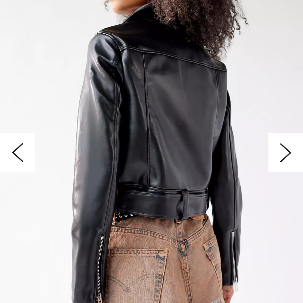 Urban Outfitters Black Leather Biker Jacket - Picture 2 of 6